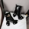 2021 Style Patent Sheepskin Leather Round Toe Ankle Boots Booties Casual Party Dress Shoes 10cm Cone High Heels Zipper Zip Buckle Siz 34-42 Fashion Martin Short Plush