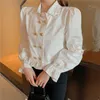 Ezgaga Sweet Blouse Dames Turn-Dwon Collar Spring Nieuwe Lange Mouw All-match Double Breasted Female Crop Tops Casual Shirts 210430