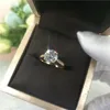Classic 14k Rose Gold Moissanite Ring Round Cut Lab Diamond Engagement Bröllopsdag för kvinnor