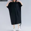 Dimanaf Plus 크기 여성 드레스 여름 면화 후드 레이디 베스티 도스 여성 의류 캐주얼 느슨한 큰 크기 긴 드레스 솔리드 5XL 6XL 210331