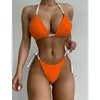 Menas de banho feminina Biquíni Halter 2021 Sexy Women Swimsuit Feminino Bandagem Bandagem Bandeira Bather Terne Summer Beach Wear Swim Swim