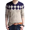 Browon Jesień Vintage Sweter Mężczyźni Collorless Christmas S Fashion V-Neck Casual Slim S for Business 210918