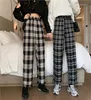 Qooth Women's Plaid Check Harem Pants Autumn Trousers Ins Elastic Waist Long Pantalon Female Causal Palazzo Oversized QT148 210518