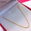 VOJEFEN AU750 18k Real Yellow Gold Rope Chain Necklace For Women/Men Twist Chains Choker Necklaces Fine Jewelry Birthday Gift