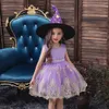 Dzieci Boże Narodzenie Dress Girl Vintange Haft Kwiat Tulle Księżniczka Do Holloween Dzieci Moda Frezowanie Odzież 210529