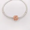 Nessun colore sbiadisce Solido oro rosa chiaro come una piuma con CZ Pandora Charms per braccialetti Gioielli fai da te Realizzazione di perline sfuse Gioielli in argento all'ingrosso 781186CZ