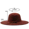 semplice cappello fedora pieghevole a tesa larga floscio da ragazza cappello a tesa larga cappelli a cupola cappello in lana floscio da donna leopardato