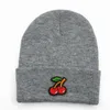 LDSLYJR Cotton Cherry fruit embroidery Thicken knitted hat winter warm hat Skullies cap beanie hat for adult and children 1838693811