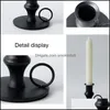 Inredning Hem Garden Ljushållare Svart Long Pole Bracket Hållare Portable Retro Iron Art Candlestick Familj Dating Candlelight Dinner Desktor