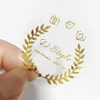 Aangepaste labels Stickers Gepersonaliseerde tekst Zakelijke heldere transparante gouden folie rose goud, zilver, pas bruiloft 210610 aan