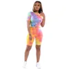 Diseñador Mujer Pantalones cortos de dos piezas Trajes Chándal de verano Lip Tie Dye Camiseta Top + Pantalones Conjunto de 2 piezas Tallas grandes para mujer Trajes de chándal Ropa 815