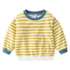 Spring Autumn 2 3 4 5 6 7 8 9 10 Years Children Cotton School Striped Colorful Patchwork Sweatshirt For Baby Kids Boys 210414
