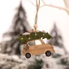 Christmas Houten Opknoping Ornamenten Nieuwjaar Kerstboom Ornament Kleine Dierlijke Auto Hangers W-00918