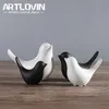 Nordic Creative White Ceramic Bird Figurines Heminredning Tillbehör Party Hantverk För Vardagsrum Hyllor Bröllop Ornament 210607