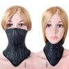 NXYBDSM Knorpel-Korsett-Fessel, Unisex-Kragen, abschließbar, PU-Leder, Halb-/Vollgesichtsmaske, Knechtschaft, Sklave, Fetisch, Erwachsenenspiel, Sexspielzeug, 1126