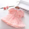 Baby Girl Party Dress Elegant Puff Sleeve 1e Verjaardag Zomer Kleren Geboren ES 210529