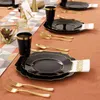 Disposable Dinnerware 60 Pieces Of Party Tableware Black Red With Gold Rim Plastic Plate Silverware Cup Set God Day Wedding Supplies