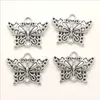 Los 100 Stück Schmetterlingsverbinder Antiksilber Charms Anhänger Schmuck DIY für Halskette Armband Ohrringe Retro Stil 20*25mm DH0640