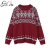 H.SA Donne Vintage Argyle Pullover Oversize Brutto Maglione di Natale e Maglioni Pull Maglia Top 210417