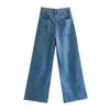 Toppies Jeans a Gamba Larga per Donna Pantaloni a Vita Alta Jeans Larghi Blu Pantaloni Donna Streetwear 210412
