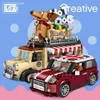 Loz Technic Mini Building Blocks Hot Dog Cart Bilfordon Monterbara Kids Educational Leksaker För Barn Skapare Ice Cream Truck Q0624