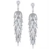 Missvikki Noble Trendy Fashion Long Feather Cubic Zirconia Hanger Oorbellen Dames Bruids Bruiloft Party Show Earring Sieraden