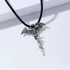 Vintage Glow in the Dark Necklace Sword Dragon Necklac for Man Metal Animal Pendant Night Luminous Orcence1985663