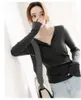 Autumn Winter Long Sleeve Casual Sweater Women Sexy V-neck Sleeved Solid Pullover Woman Korean Knit Tops 210525