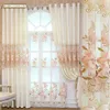 Curtain for Living Dining Room Bedroom Style European Curtain Flower Yarn Jacquard Fabric Product Customization Window 211203
