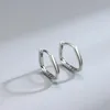 Hoop & Huggie ROMAD 925 Sterling Silver Twisted Circle Earrings For Women Simple Smooth Square Huugies Round Zircon Pave Jewelry