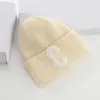 Wool Caps Female Autumn and Winter Warm Printed Letter Pullover Hat Learning Department Solid Color Knitted Hat