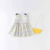 DBM13818 Dave Bella Summer Baby Girl's Fashion Bow Print Sukienka z małą torbą Party Dress Kids Infant Lolita 2 sztuk Odzież q0716