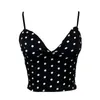 Sexy shorts wave dots folds chest pad vest for women's tops summer clothes houndstooth wild wrapped chest Camis women tops 210514