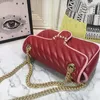 Designer Handtassen Marmont Roze Lederen Trim Mini Schoudertassen Zip Inner Pocket Ketting Banden Lente Sluiting Flip Cross-body Bag Mannen Dames Party Clutch Bag