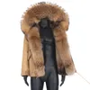 Piumino da uomo Parka 2022 Uomo Parka collo di pelliccia di procione naturale con cappuccio spesso cappotto caldo giacca invernale lungo Streetwear russo 7XL reale