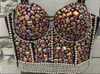 Dames Cross Bead Bustier Parels Diamond Push Up Night Club BRALETTE Dames BH Backped Top Camisoles 210527