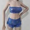 Verão Meia-noite Sexy Lace Poliéster Malha Terno Para Mulheres Sexy Underwear 211203