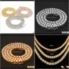 Tennis Graduated Mens Hip Hop Bling Iced Out Chains 1 Row Necklaces Sier Rose Gold Color Men Chain G0M1J Fsmky