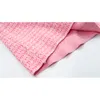 Tweed-Kleid, elegant, gerade, rosa, Sarafan, ohne Ärmel, Arbeitskleidung, Herbst, O-Ausschnitt, Mini D0728 210514
