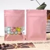 Mylar Foil Bag with Matte Clear Window Self Seal Tear Notch Reclosable Reusable Flat Pouches for Food Snack Tea