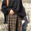 Women's Autumn Draped Rib Pleated Long Knitted Skirt Elegant Winter Woolen Blend A-line Long Knit Skirt Elastic Waist 211120