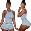 Frauen Zwei Stück Set Designer Trainingsanzüge Ärmel Bodycon Frauen Weste Sommer Kleidung Casual Jogger Anzug Plus Größe Mode Sexy Outfits