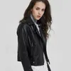 Casa de motocicleta de couro feminino feminino feminino Mulheres Sexy Black Fashion Zipper Spring Winter Coat Motociclista Jaqueta de Coro