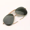 Moda ao ar livre Os óculos de sol que impulsionam os óculos de sol piloto de óculos de sol da aviação piloto lentes de vidro de proteção UV com couro 4481163