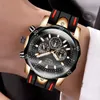 Relogio Masculino Lige Mens Zegarki Moda Mężczyzna Sportowy Chronograf Analogowy Zegarek Kwarcowy Mężczyźni Silikonowy Pasek Wodoodporny Zegar 210527