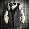 남자 파카 재킷 따뜻한 두꺼운 겨울 windproof 모피 후드 파카 패치 워크 캐주얼 지퍼 오버 코트 야구 코트 male3xl 210603