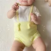 Jumpsuits baby overaller sommarfödd romper jumpsuit ribbed bomull pojkar flickor övergripande klädband byxor playsuit outfit2867902