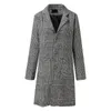 Mäns Ullblandningar Höst Vinter Lång Slim-Fit Woolen Trench Coat Mode Business Casual Plaid Suit Collar Men Jacka