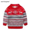 Mudkingdom Boys Girls Sweaters Autumn Striped Elk Pullover Clothes for Kids 210615