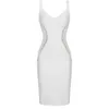 Ocstrade Vestido Bandage Ankomstkedja Utsmyckad Kvinnor Vit Klänning Bodycon Celebrity Evening Club Party 210527